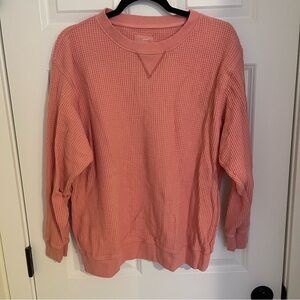 Aerie Pink Waffle Knit crewneck Sweatshirt